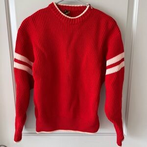 Vintage Red and White Striped Wool Sweater